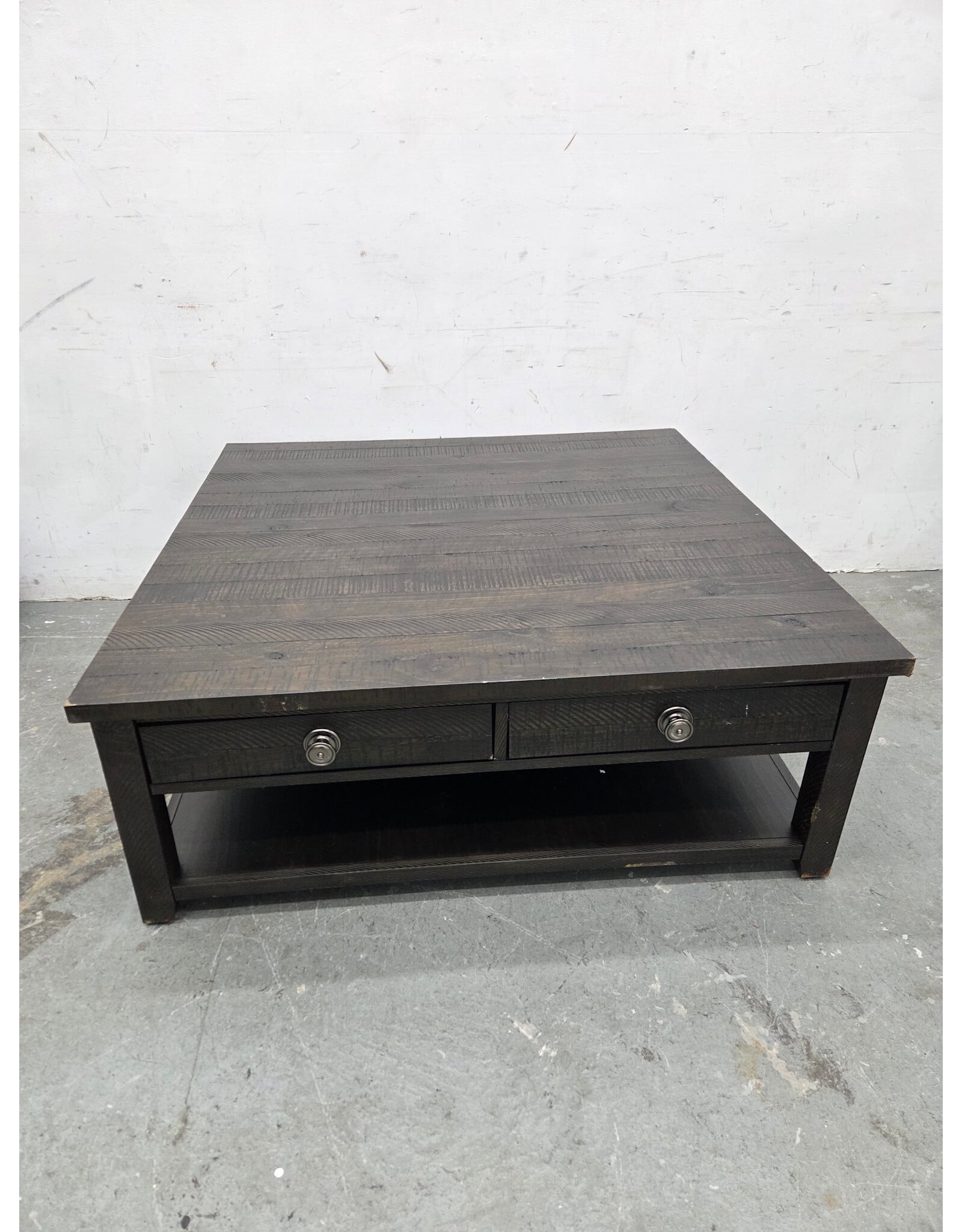Square Wooden Rolling 2-tier with 4-drawers Coffee Table