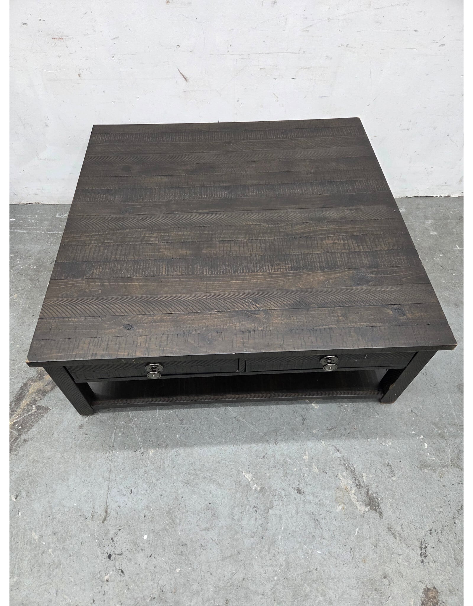 Square Wooden Rolling 2-tier with 4-drawers Coffee Table