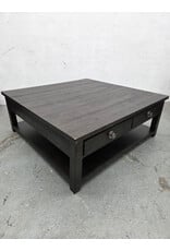 Square Wooden Rolling 2-tier with 4-drawers Coffee Table