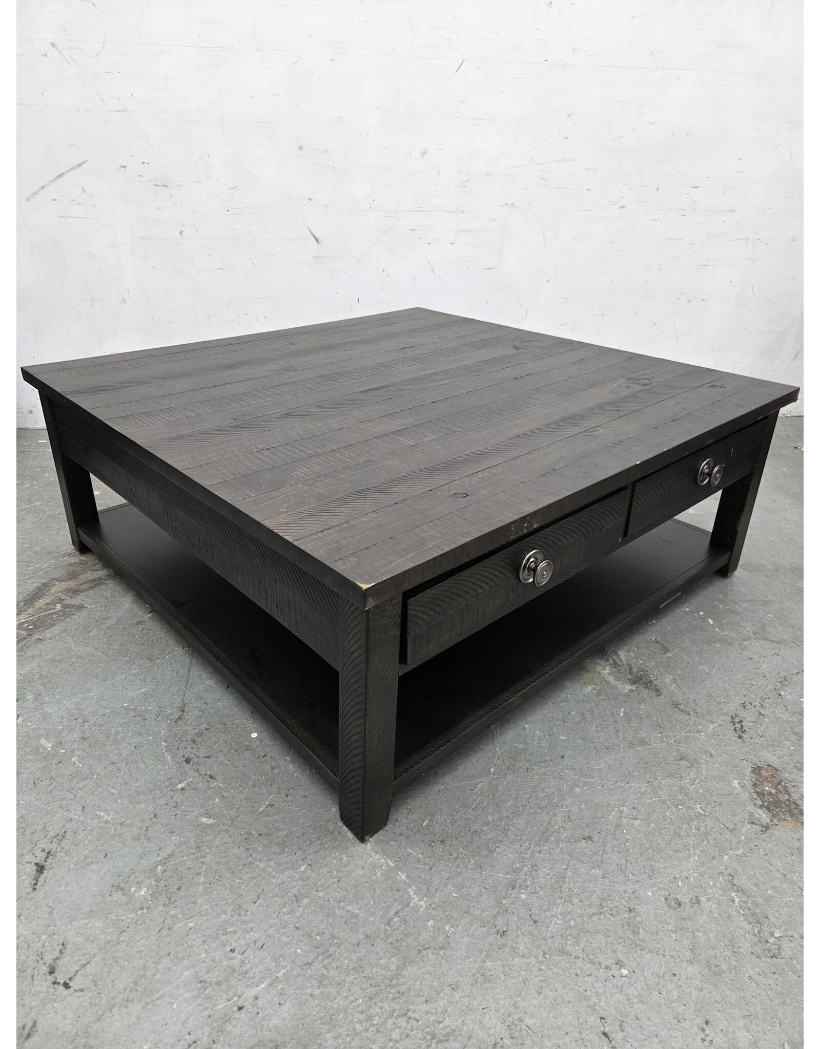 Square Wooden Rolling 2-tier with 4-drawers Coffee Table