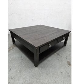 Square Wooden Rolling 2-tier with 4-drawers Coffee Table