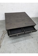 Square Wooden Rolling 2-tier with 4-drawers Coffee Table