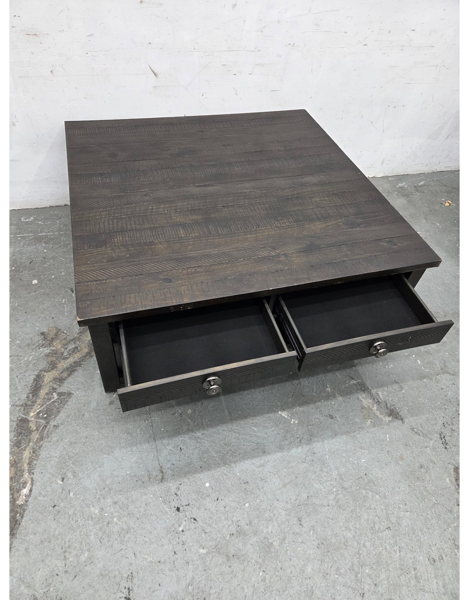 Square Wooden Rolling 2-tier with 4-drawers Coffee Table
