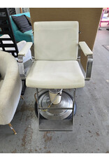 White Vinyl Hydraulic Barber Chair