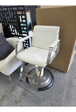 White Vinyl Hydraulic Barber Chair