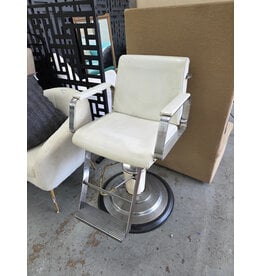 White Vinyl Hydraulic Barber Chair