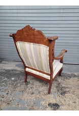 Victorian Style Upholstered Armchair with Footstool
