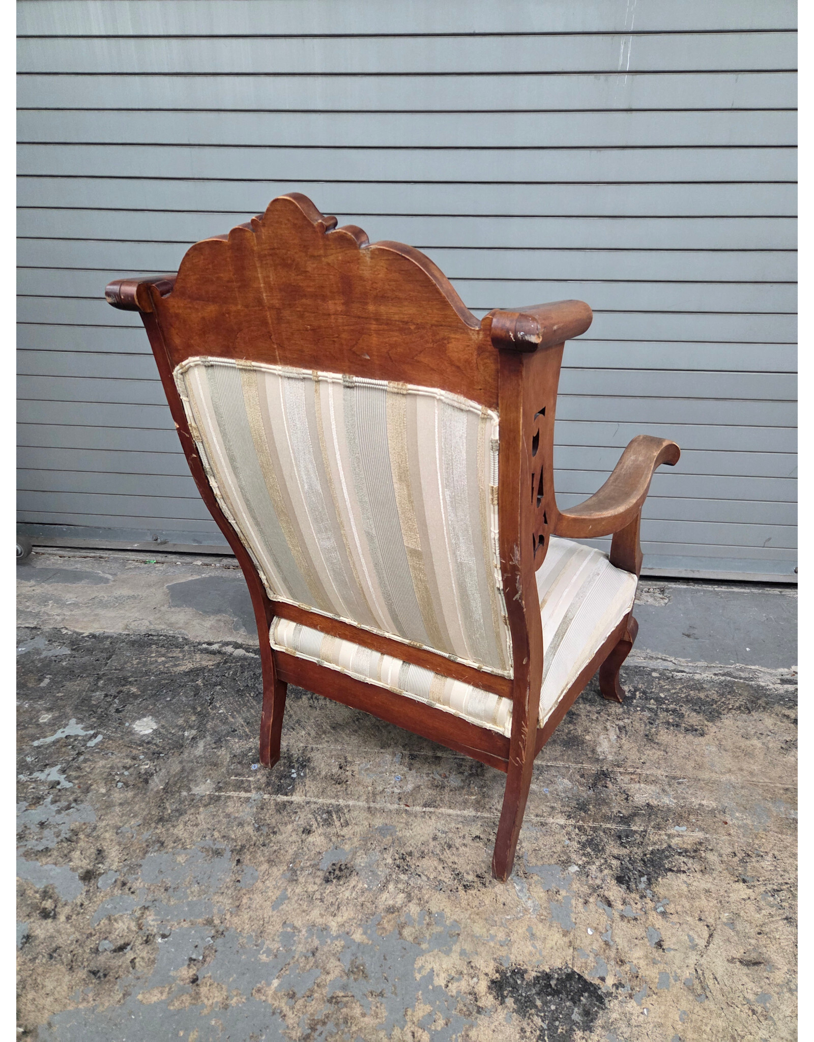 Victorian Style Upholstered Armchair with Footstool