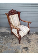 Victorian Style Upholstered Armchair with Footstool