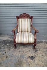 Victorian Style Upholstered Armchair with Footstool