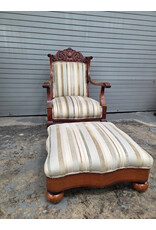 Victorian Style Upholstered Armchair with Footstool