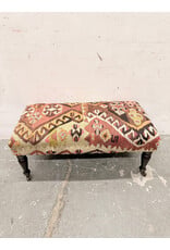Kilim Upholstered Footstool/Accent Ottoman