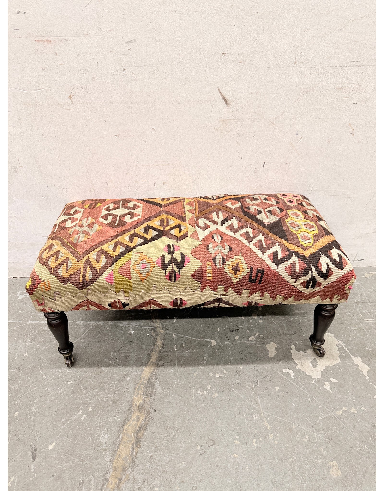 Kilim Upholstered Footstool/Accent Ottoman