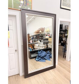 Large Dark Wood with Inner Braided Liner Mirror