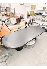 Large Oval Black Wood Dining Table