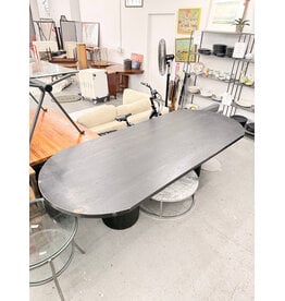 Large Oval Black Wood Dining Table