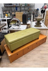 Modern Lift-Top Storage Ottoman in Faux Leather Green