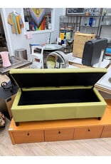 Modern Lift-Top Storage Ottoman in Faux Leather Green