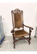 Antique High-Back Carved Armchair in Baroque Style