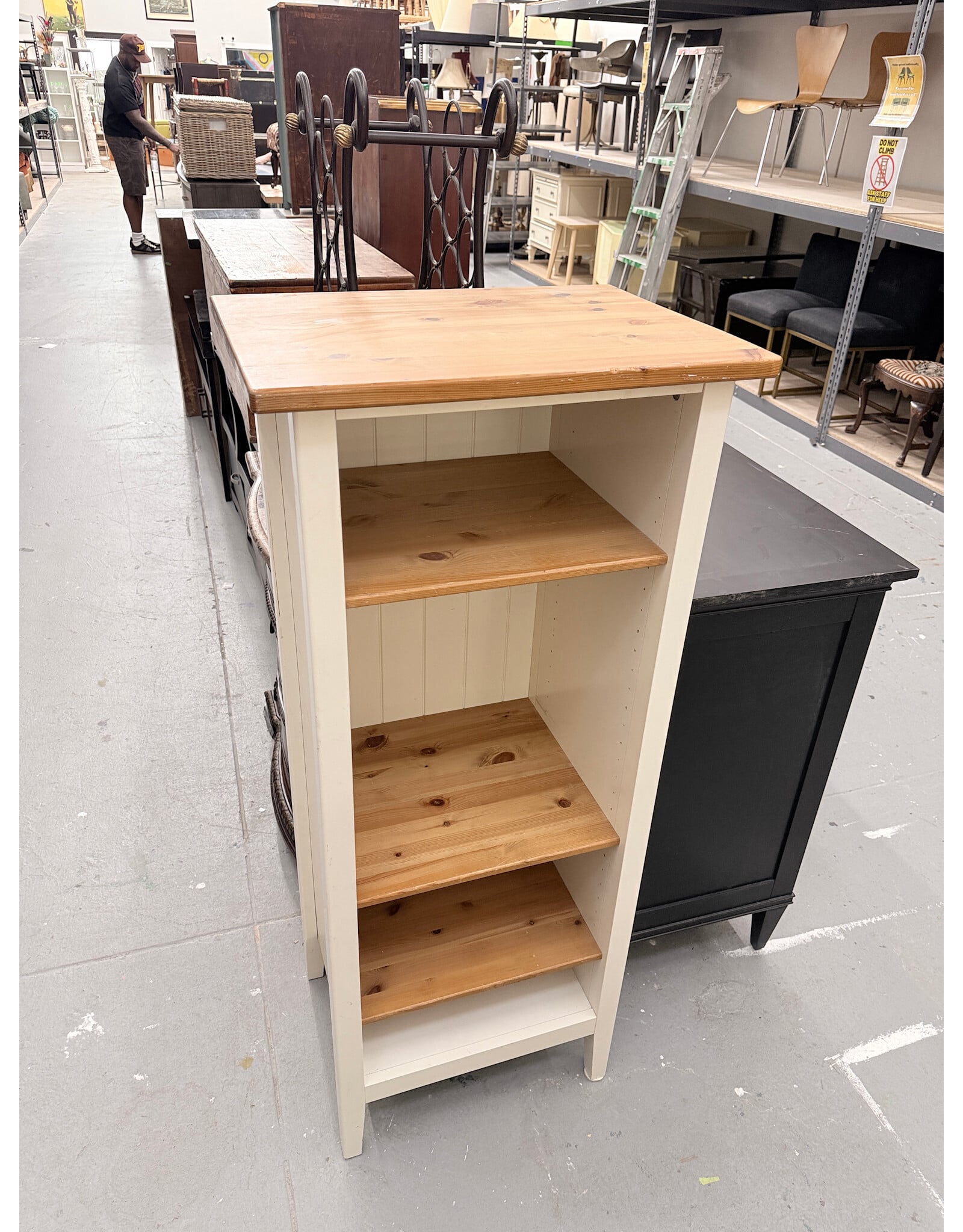 Narrow White & Oak Freestanding Shelf