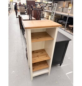 Narrow White & Oak Freestanding Shelf