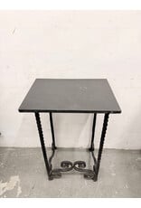Antique-Style Wrought Iron Base with Dark Stone Top