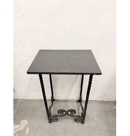 Antique-Style Wrought Iron Base with Dark Stone Top