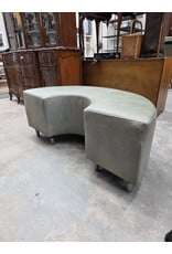Curved Teal Upholstered Bench