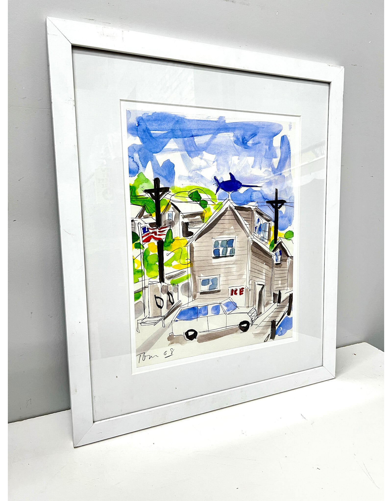 Gas Station, framed print, sgnd TOM '08