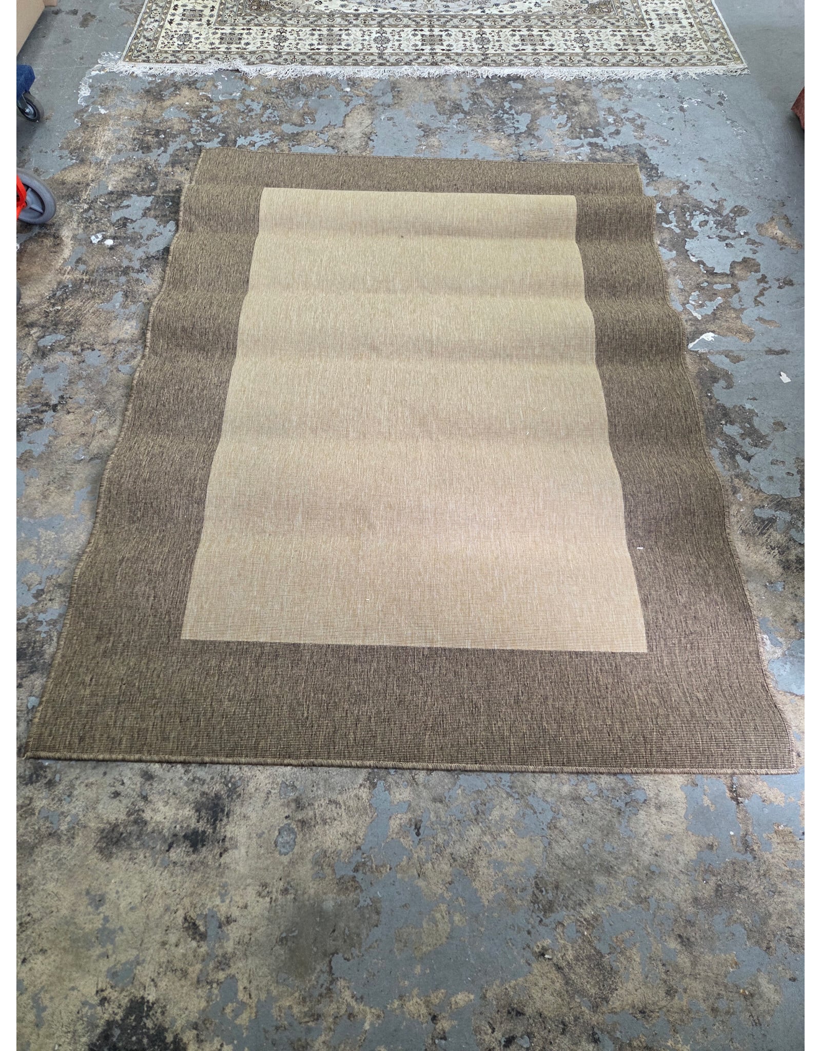 Beige and Brown Reversible Geometric Area Rug