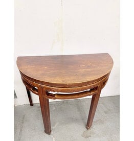 Antique Chinese Lacquered Hardwood Demi Lunz Table