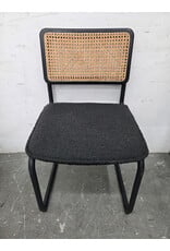 Modern Cantilever Cane Back with Boucle Seat Side Chair