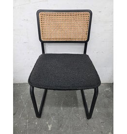 Modern Cantilever Cane Back with Boucle Seat Side Chair