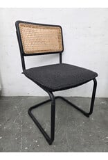 Modern Cantilever Cane Back with Boucle Seat Side Chair