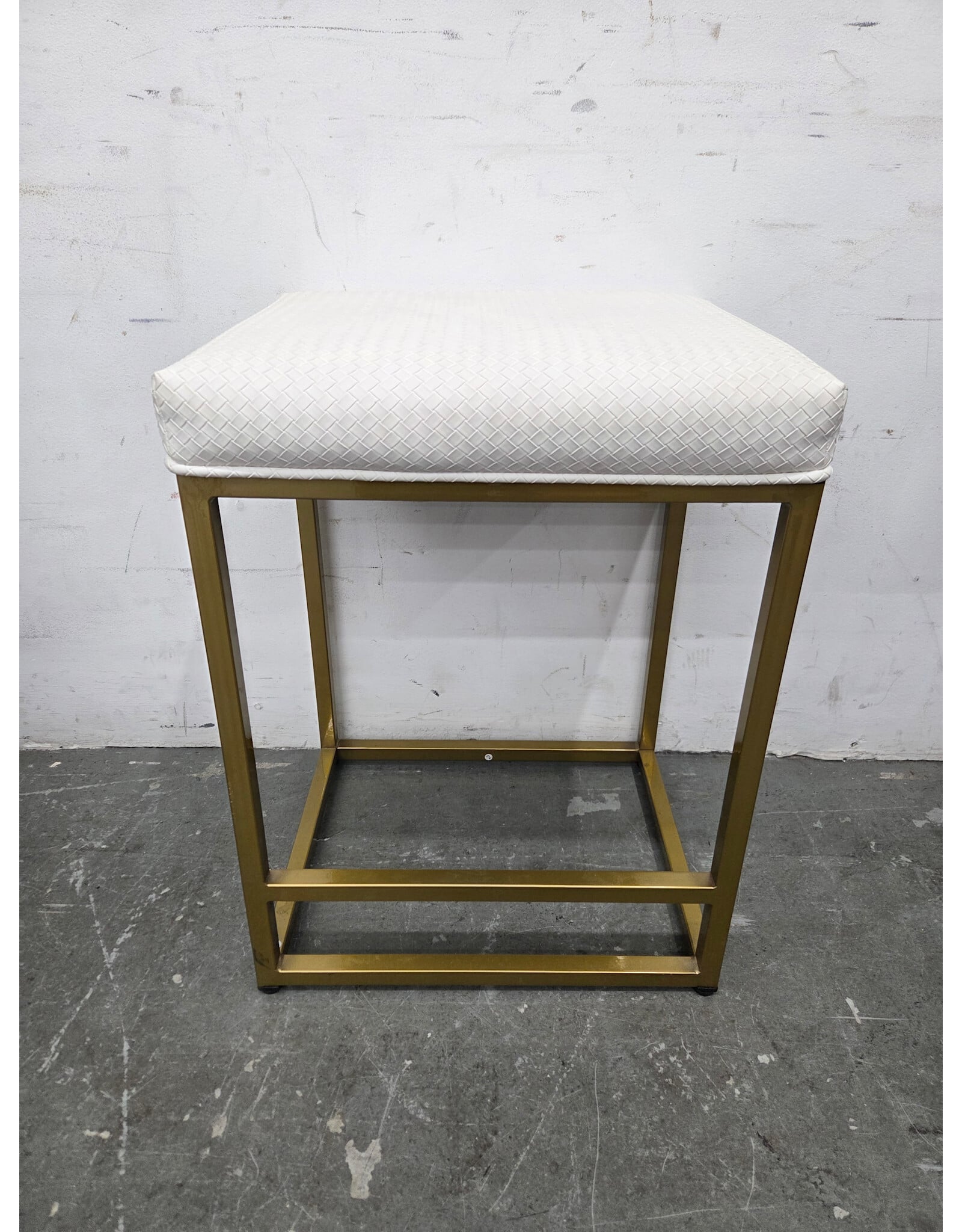 Modern White and Gold Low Barstool