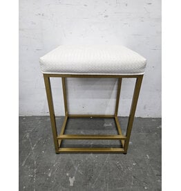 Modern White and Gold Low Barstool