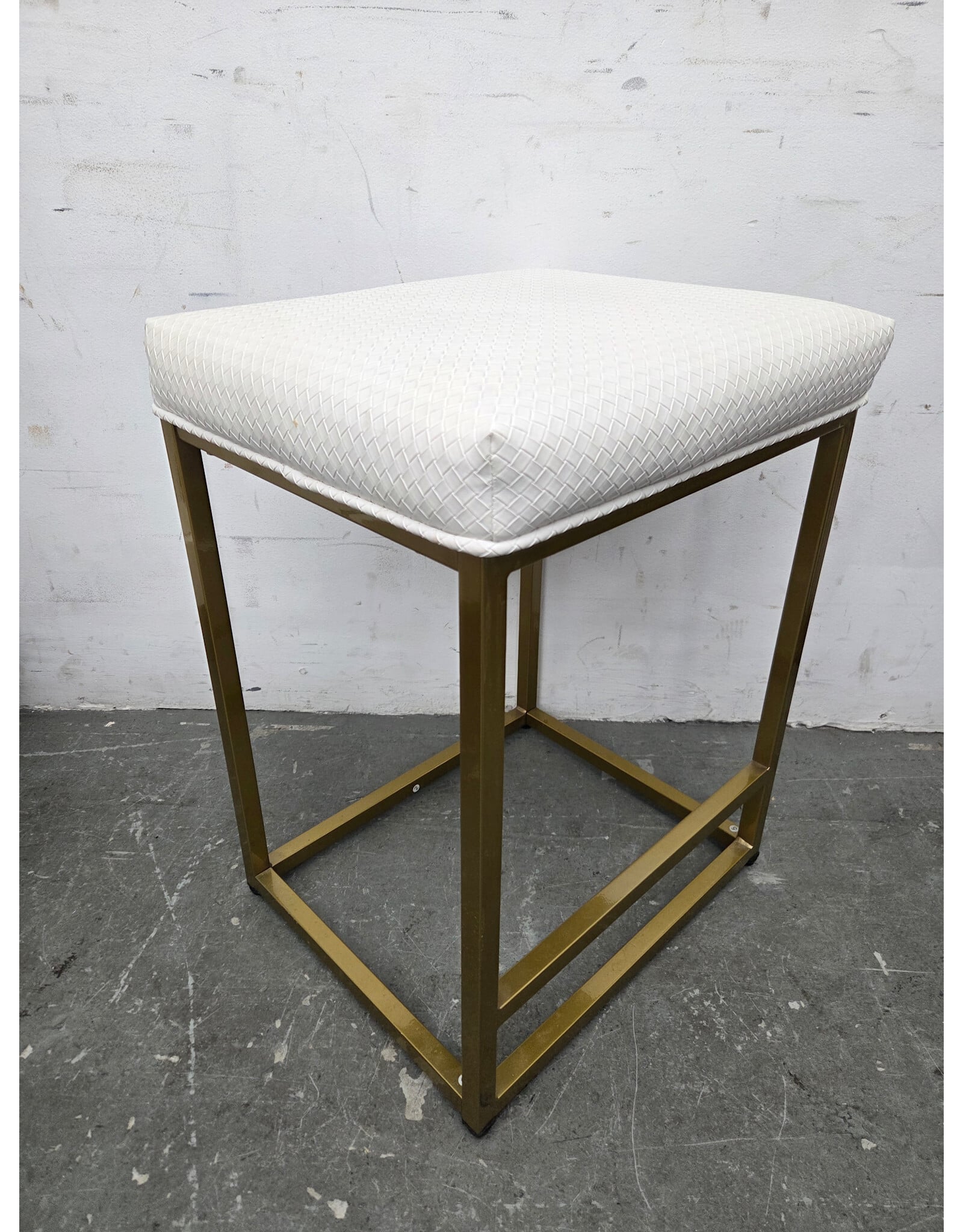 Modern White and Gold Low Barstool