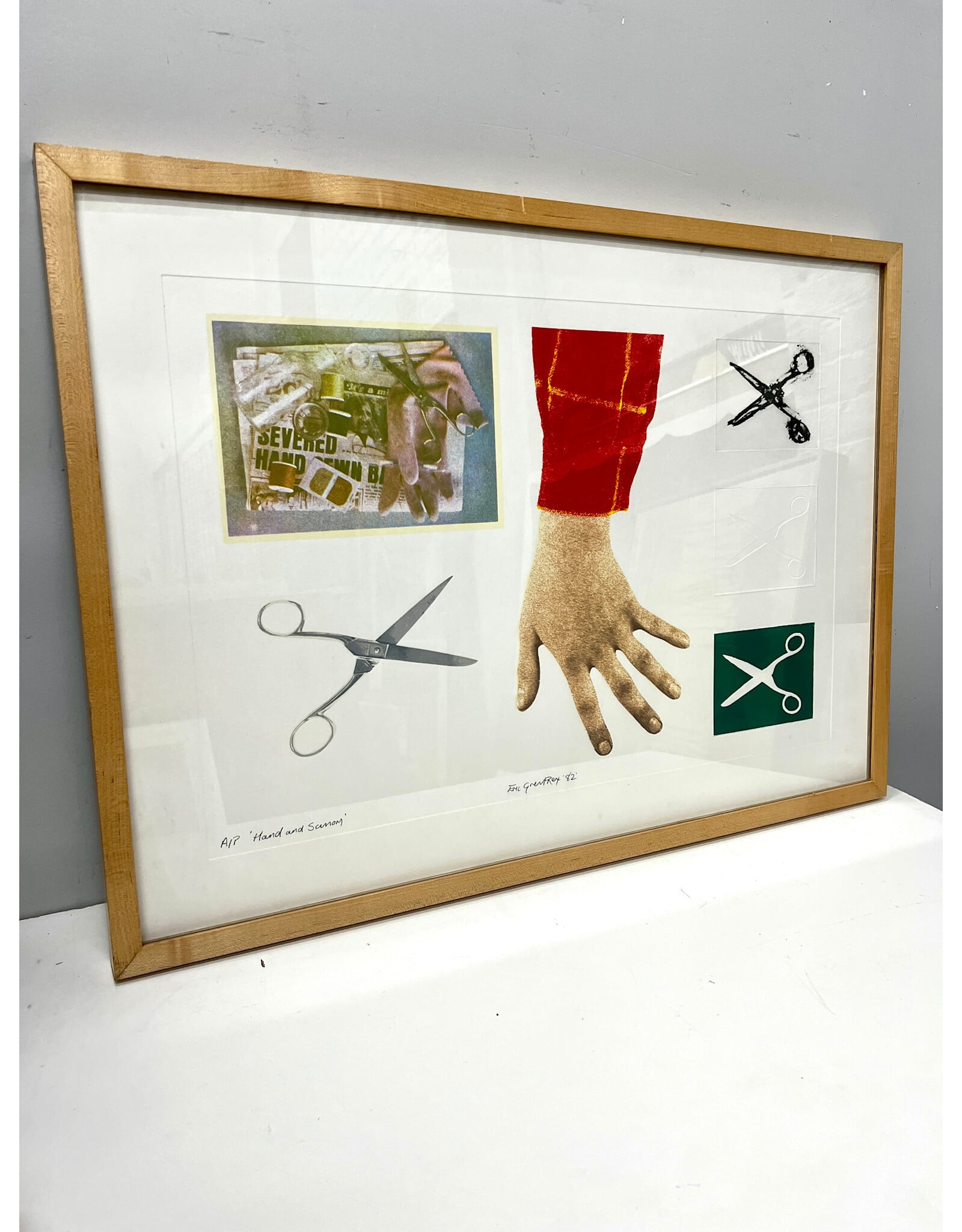 Hand and Scissors, framed artists proof print, sgnd middle