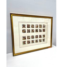 Framed Antique Engraving Style Alphabet Print
