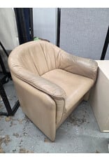 Vintage Leather Swivel Armchair - AS IS