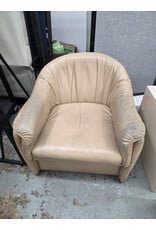 Vintage Leather Swivel Armchair - AS IS