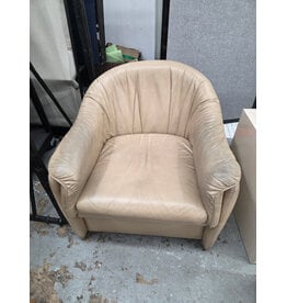 Vintage Leather Swivel Armchair - AS IS