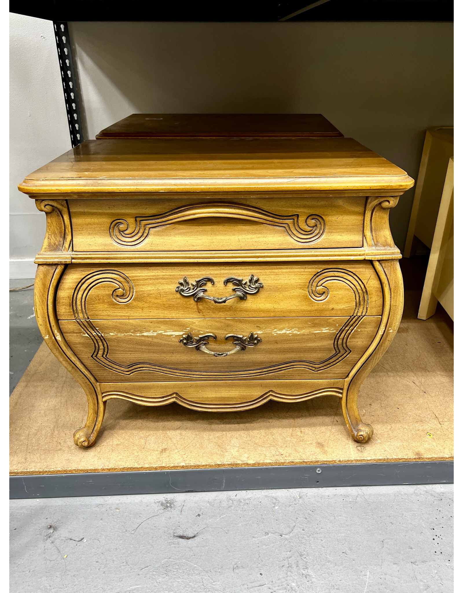 Vintage French Provincial Bombe Nighstand