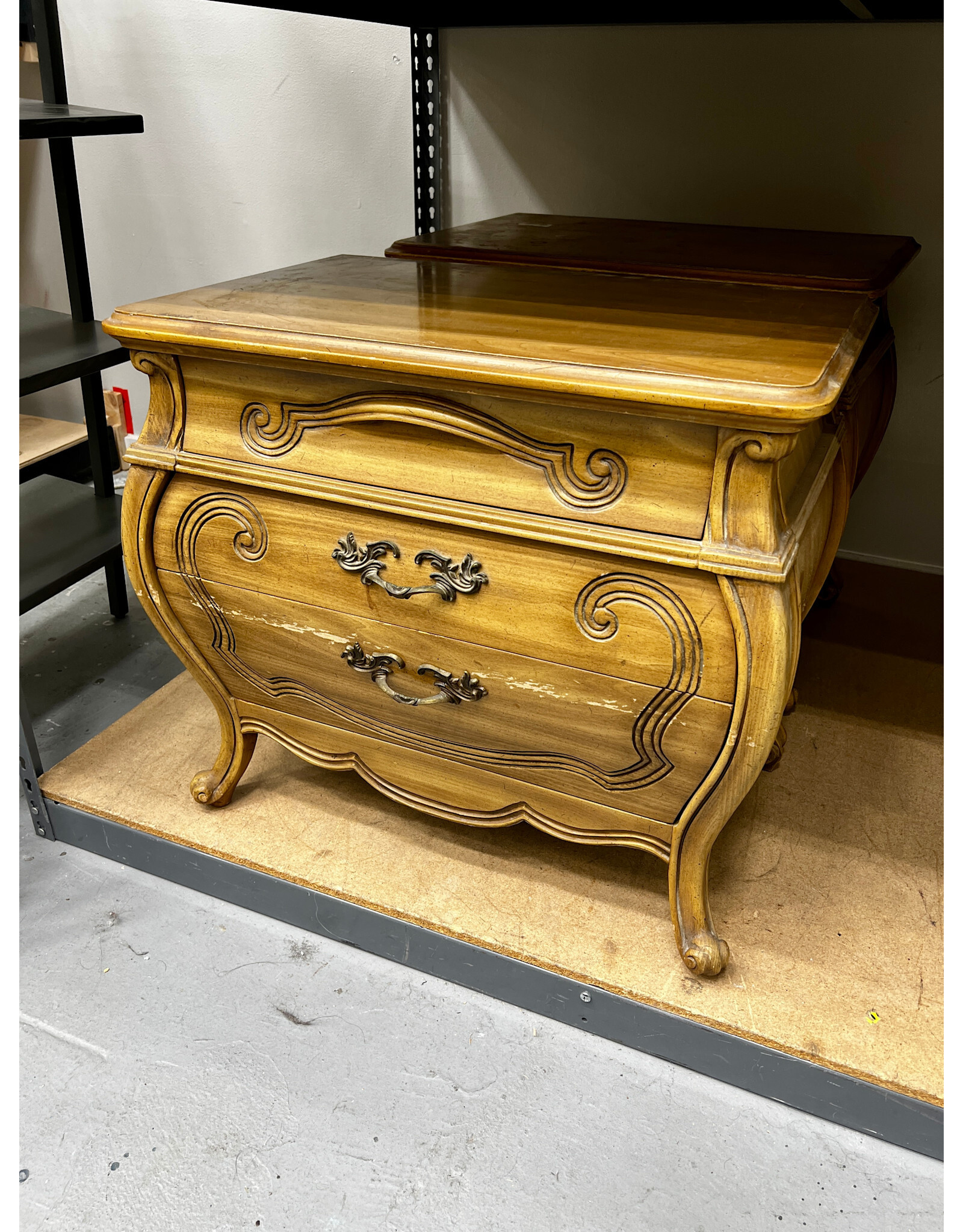 Vintage French Provincial Bombe Nighstand