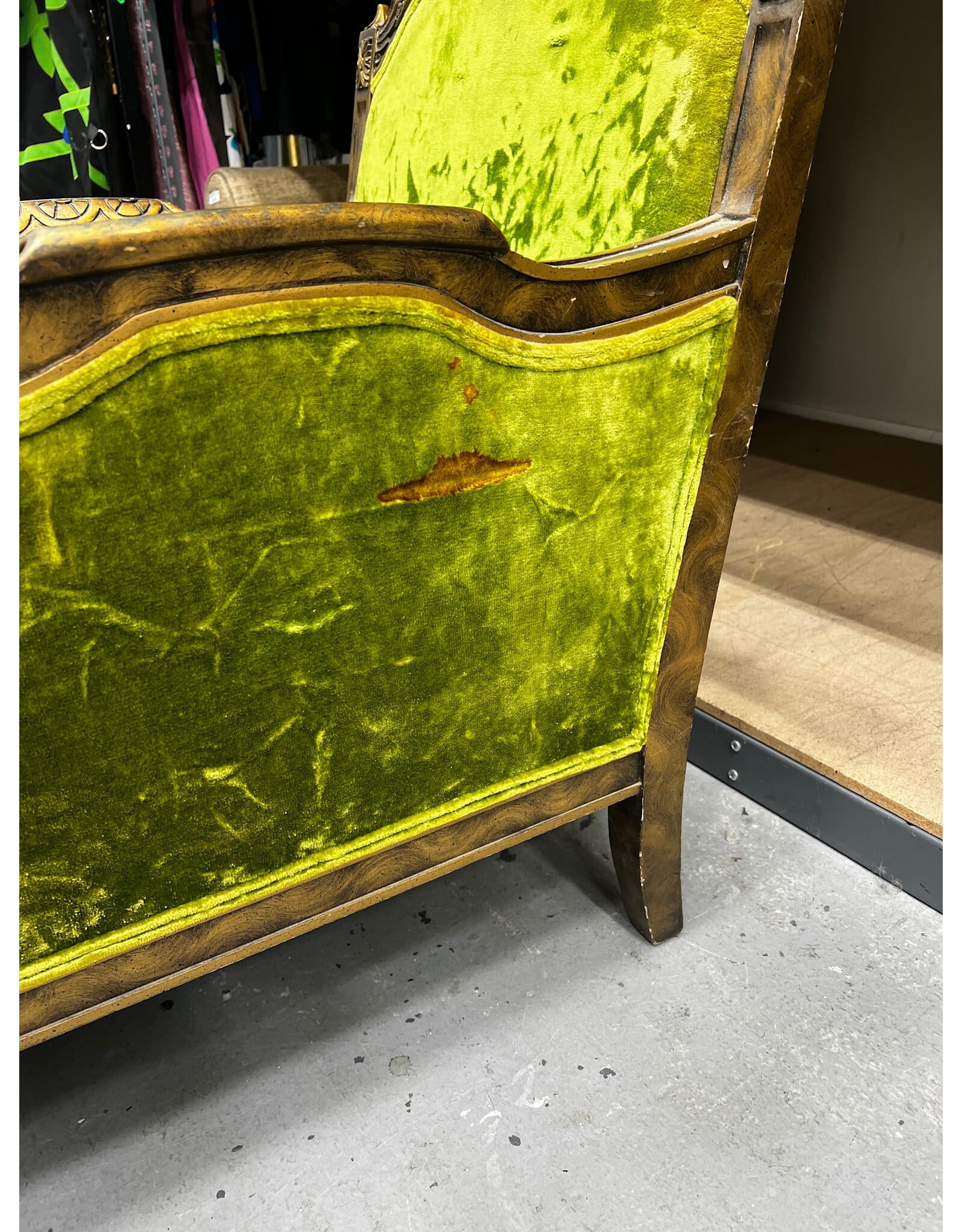 Brat Green Crushed Velvet Armchair--AS IS