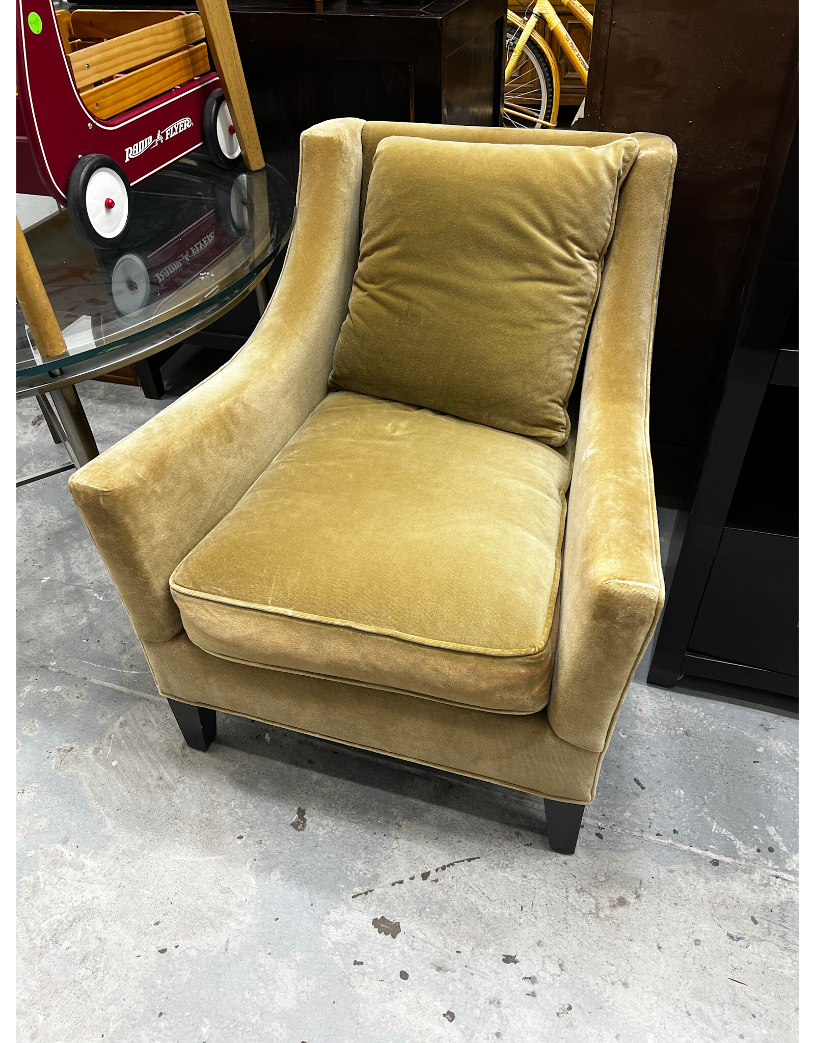 Crate & Barrel Green Slope Arm Chair