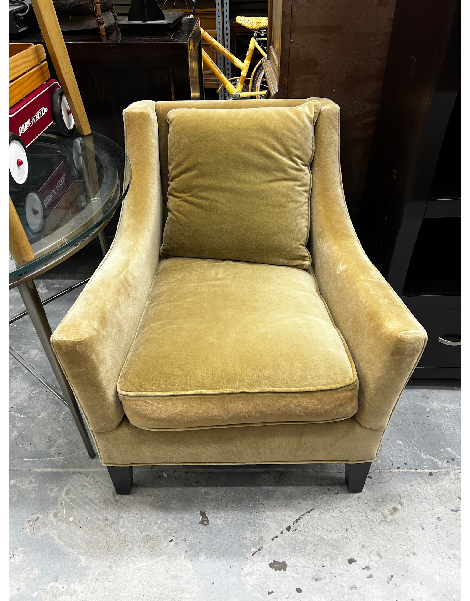 Crate & Barrel Green Slope Arm Chair