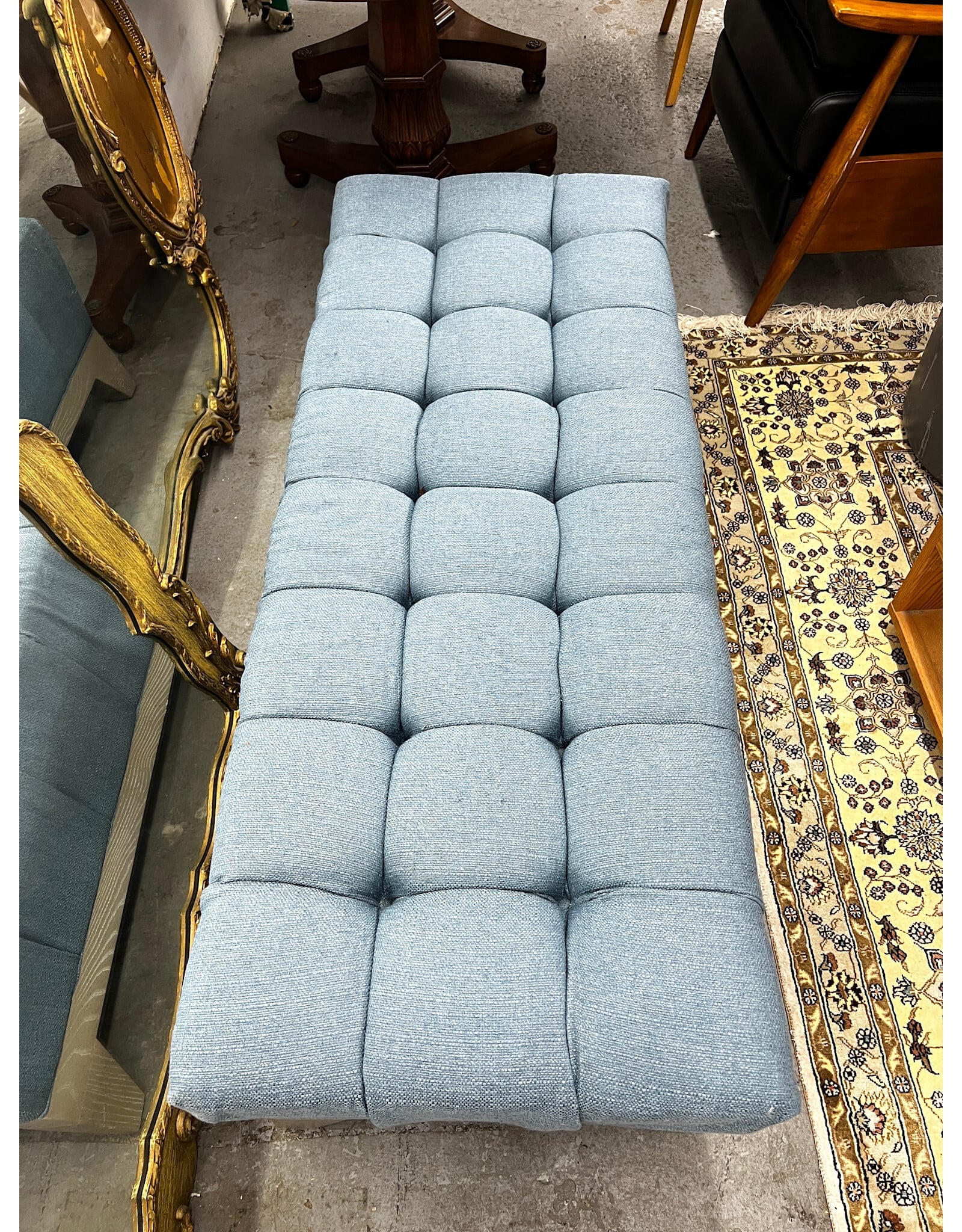 Modern Blue Tufted Bench