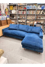 Mid-Century Modern Style Blue Sectional Sofa, 2-Piece
