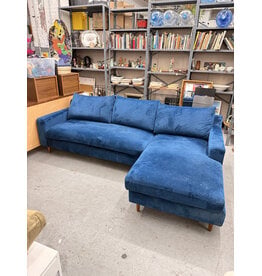 Mid-Century Modern Style Blue Sectional Sofa, 2-Piece